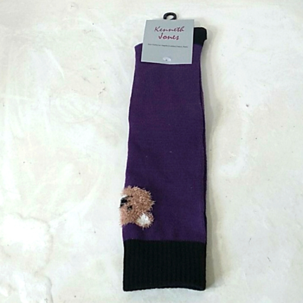 NWT kenneth jones brown koala bear on purple tube socks 4-10